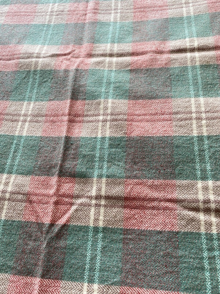 Vintage Welsh Fringed Checked Wool Blanket 56” X 76” eBay