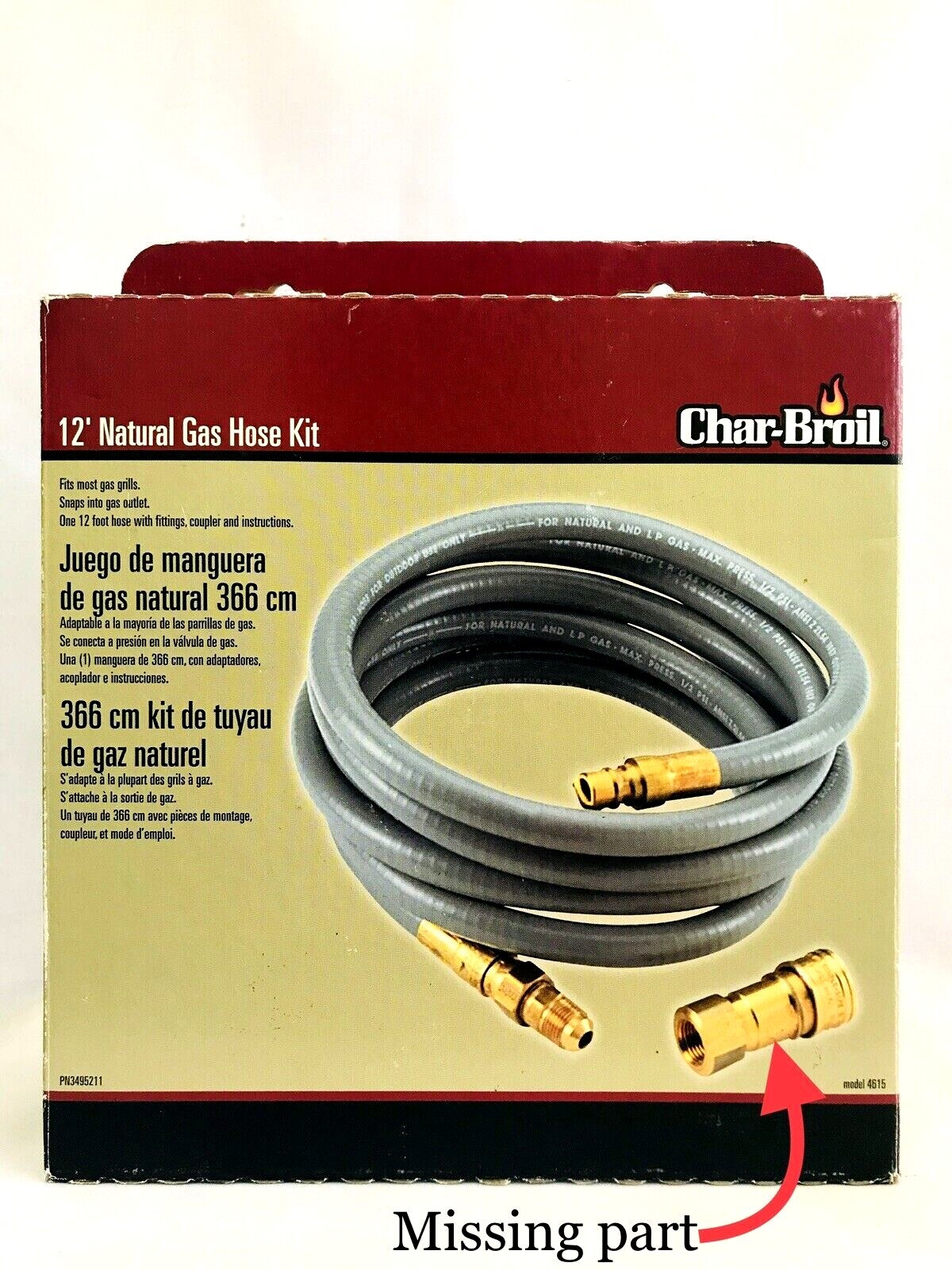 CHARBROIL 12FT 1/2 inch ID Natural Gas Hose Conversion Kit for Gas