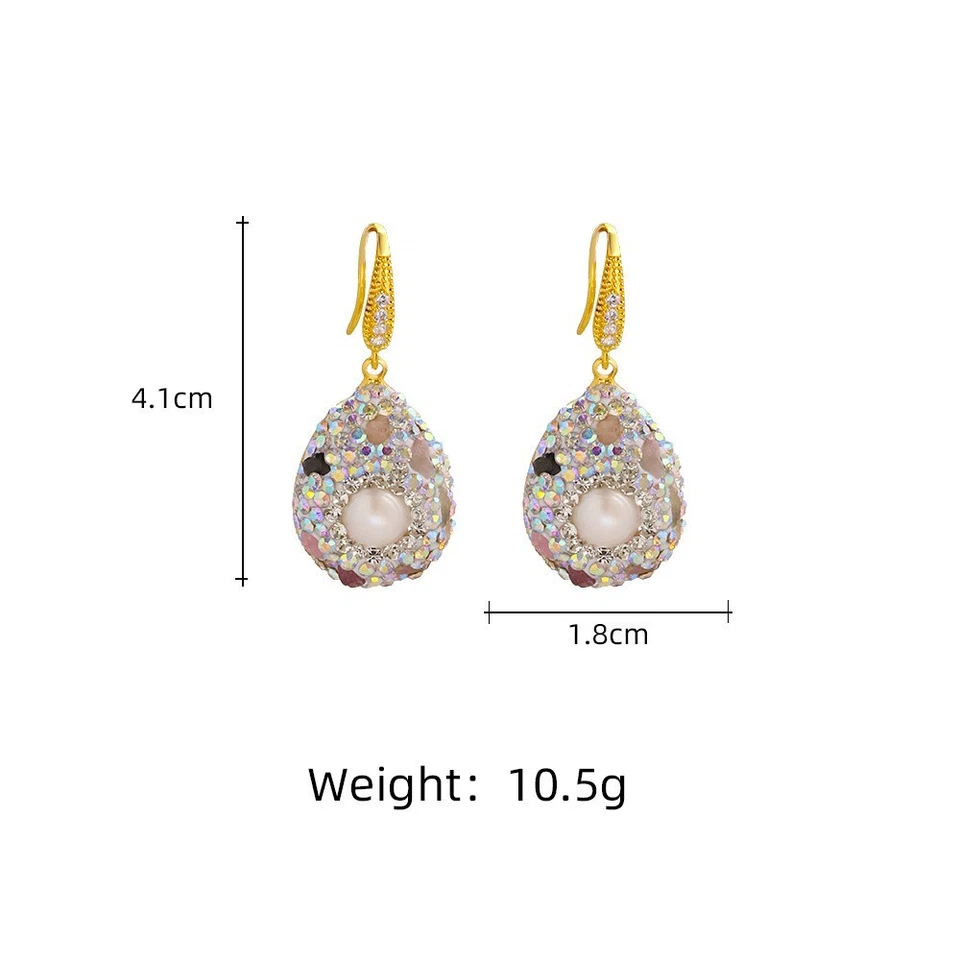 Pendientes de perlas de cristal de agua dulce barroco bohemio colgante borla gota plata 925 Foto 3 de 4