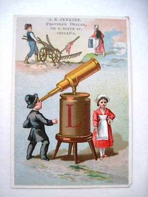 Victorian Trade Card ''J.S. Jenkins - Dealer'' w/ Letter ''L'' - Part of Collection*