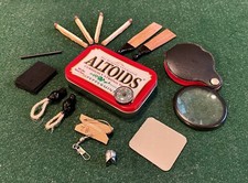 Bushcraft Survival Kit Altoid Tin Can in Genuine Leather Pouch Bag