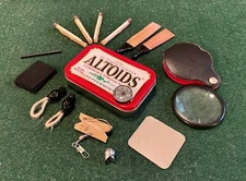 Bushcraft Survival Kit Altoid Tin Can in Genuine Leather Pouch Bag