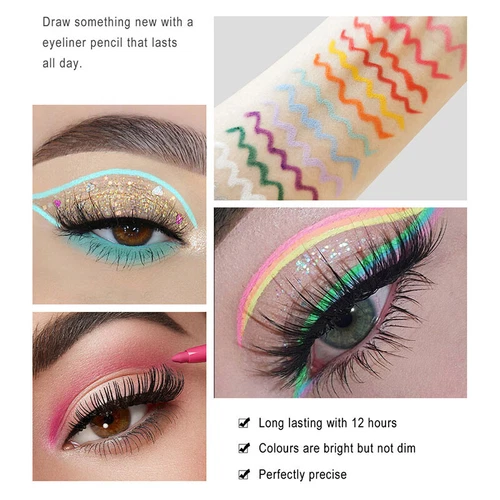 Matita eyeliner colorata 24 ore liquido alto pigmento lunga durata eye liner penna gel - Foto 8 di 110