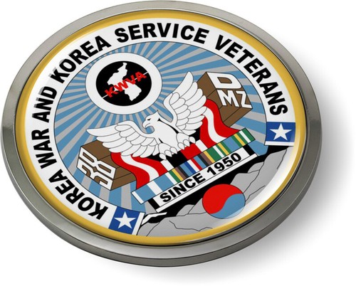 Emblem Car Sticker Chrome ROUND Bezel - Korean War Veterans - Picture 15 of 17