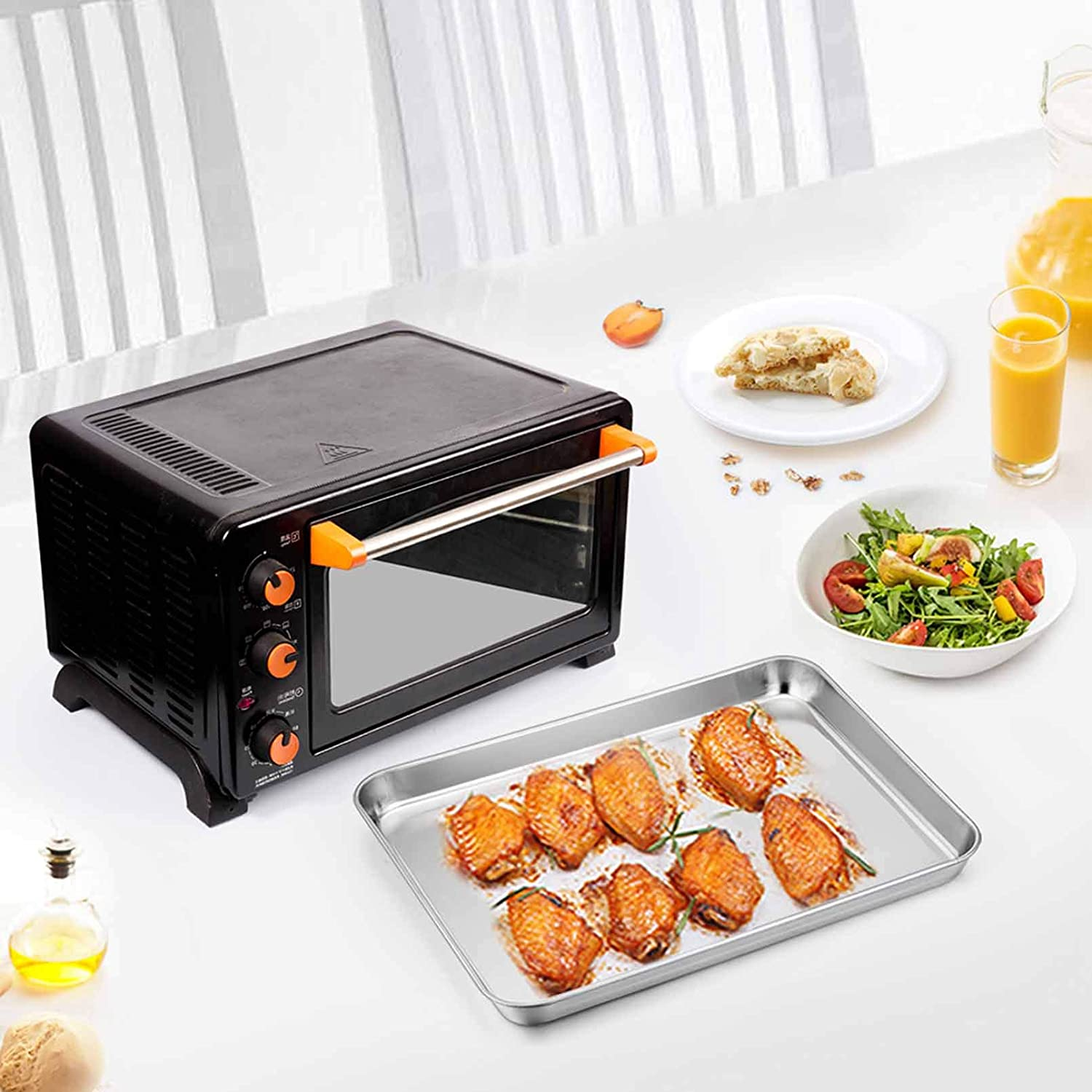 Stainless Steel Compact Toaster Oven Pan Tray Kitchen Cooking Baking 8