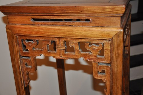 Chinese HuangHuaLi Wood Flower Stand Tall Side Table - Picture 8 of 12