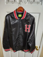 HUF Men's CRACKERJACK SATIN BASEBALL Jacket - Black - XL - NWT X-Large
