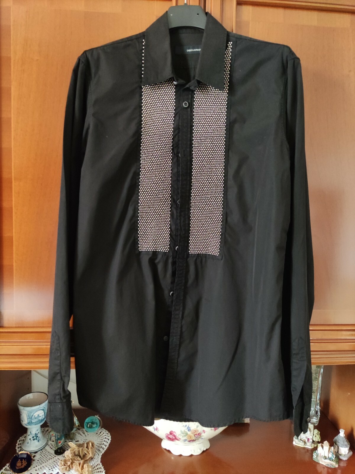 DSQUARED2 dsquared smoking tuxedo black studded shirt 50 M plein (no swarovski paillettes)