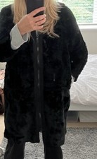 Bimba Y Lola Black Faux Fur Zip Up Coat, Size 12