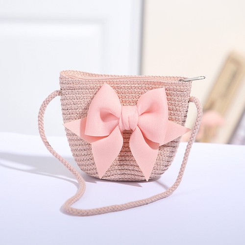 Princess Coin Purse Hand-woven Kid's Straw Bag Mini Zipper Bag Crossbody Bag - Picture 16 of 17