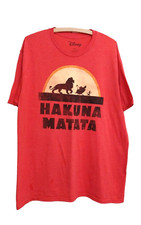 Disney Lion King Hakuna Matata Red Graphic Print T-Shirt Cotton Blend Size XL