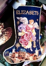 Cross Stitch Pattern TIDINGS From ABOVE Stocking ANGEL Donna Vermillion Giampa