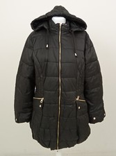 Women's Elle Winter Coat Black Padded Detachable Hood Zip Fasten Bnwt F1