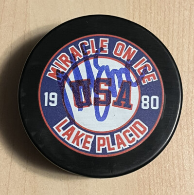 MIKE ERUZIONE SIGNED PUCK USA OLYMPICS HOCKEY AUTOGRAPHED MIRACLE ON ICE  COA