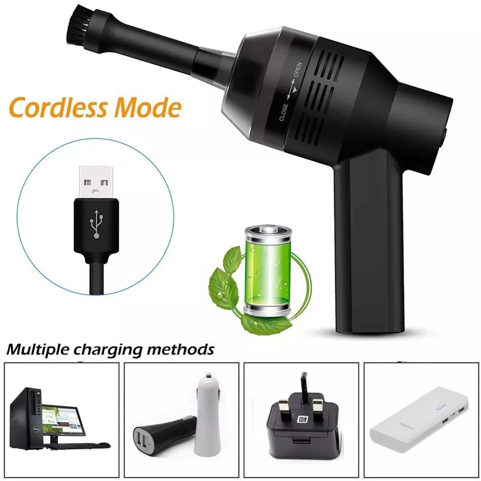 USB Portable Electric Air Duster Blower Car Vacuum Computer Keyboard Cleaner - Image 4 of 4