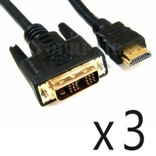 3 Pack Lot - 15ft HDMI 1.4 to DVI-D Male Gold Adapter Converter Cable PC Monitor