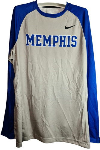 Nike Men's Memphis Tigers Dri-Fit Long Sleeve T-Shirt Gray/Blue - LARGE
