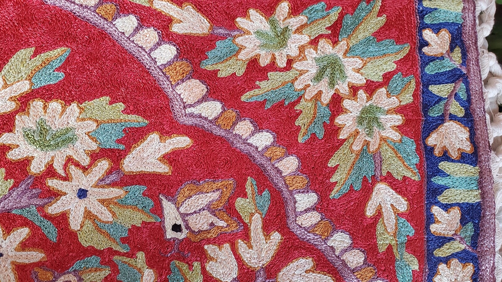 NEW SILK 2'x3' Chainstitch 100% Crewel Embroidered Area Rug Kashmir ...