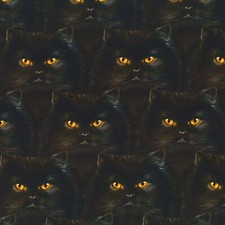 Feline Drive Fabric WHISKERS TAILS Long-Haired Cats Blk Fat Quarter 18x22 FQ