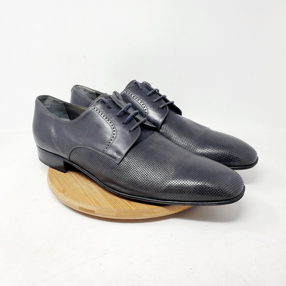 Moreschi Shoes Men 12 Dark Grey Leather Perforated Lace Up  display picture 1