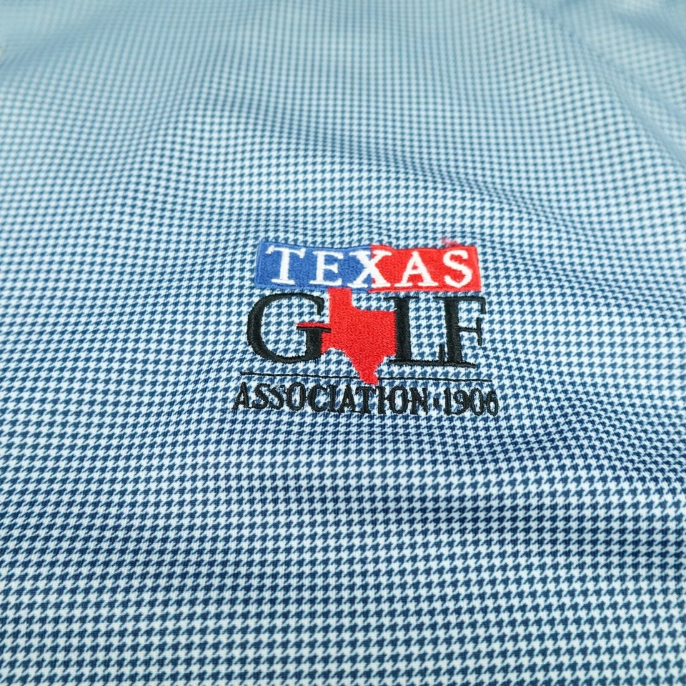 Peter Millar Sumer Comfort Polo Shirt Large Blue Hounds Tooth Golf