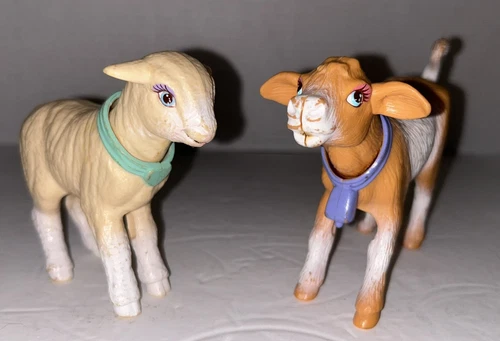 Vintage Barbie Magical Pets Lot Lamb (sheep) And Cow Figures