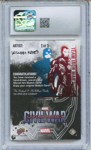 2016 Upper Deck Captain Americn Wonder Man Sketch William Allan Reyes 1/1 CGC 9 - Picture 2 of 2