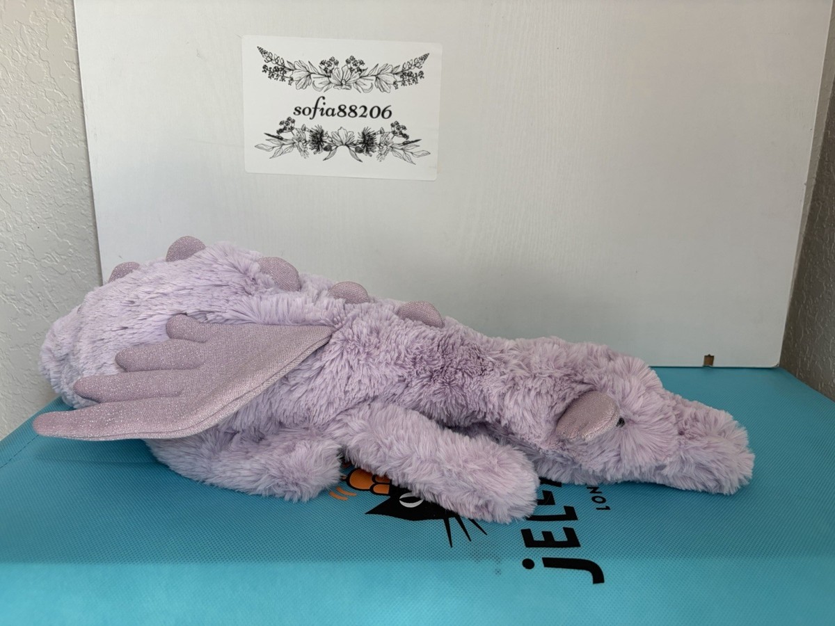 Authentic Jellycat LAVENDER DRAGON Large Soft Plush Toy NWT Lilac