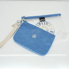 Kipling IAKA 2 Wristlet Pouch Polyamide Plastic KIB0F5 Bouncy Blue Multi $59 NWT