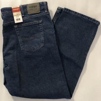 Wrangler Authentics Jeans Mens Size 42x30 Blue Denim Dark Wash Hidden Elas Waist