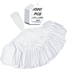 1000 Blank White Merchandise Price Tags with Strings Size 5 Retail Strung Label