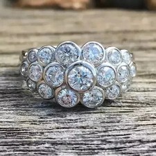 2Ct Round Cut Lab Created Diamond Fancy Women Wedding Ring 14k White Gold Plated