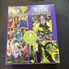 Disney Villians Jigsaw Puzzle 3 Pack with Glue 2020 550 To 750 Pieces New