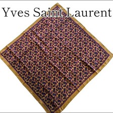 Yves Saint Laurent Vintage Scarf Brown 58 Square Vintage Paisley Style 100 Silk