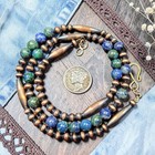 21" NAVAJO Pearl Desert Chrysocolla-Lapis Southwest Native Bead Western Necklace — photo 2