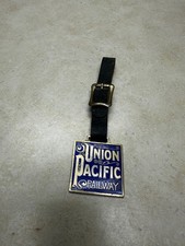 Vintage Union Pacific Railway Watch FOB With Leather Strap