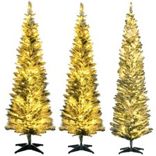 HOMCOM Prelit Artificial Christmas Tree with Warm White LED Lights, Green Used