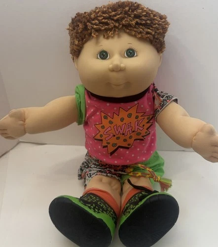 Cabbage Patch Kids Kissin’ Kids Red "Rat Tail" Hair Doll ‘91 Outfit Shoes SWAK