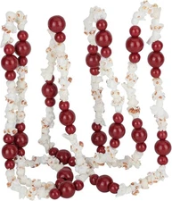 9 feet Christmas Tree Garland Artificial Popcorn Garlands White Red 