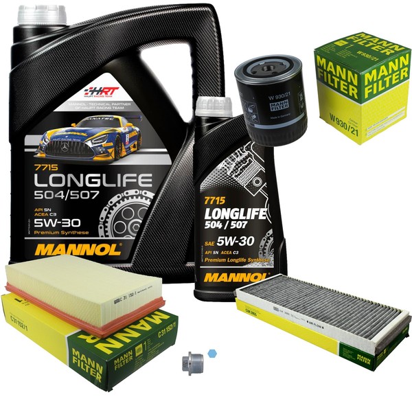 Mann Inspektionspaket 6L Mannol Longlife 504/507 5W-30 FüR Audi Coupe 2.6-image