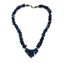 🫐 Navajo, Vintage Lapis Lazuli Fringe Bid Beaded Necklace