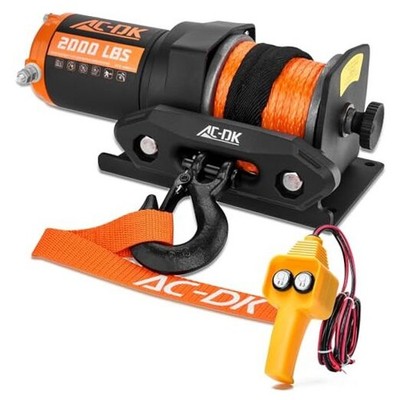 AC-DK 12V 2000-lb. ATV/UTV Electric Winch, Off-Road 2000 lb Synthetic Rope