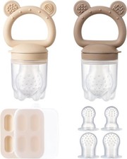 2 Pack Silicone Baby Fruit Feeder with Mini Freezer Tray, Breastmilk Popsicle