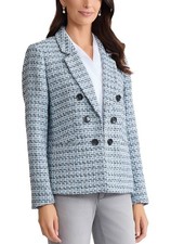 Jones New York Petite Long Sleeve Faux Double Breasted Tweed Blazer Size S NWT