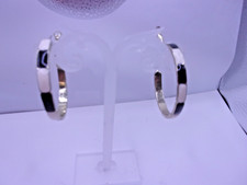 Vintage Hoop Earrings Large Gold Tone Black/Ivory Enamel Classic Designer