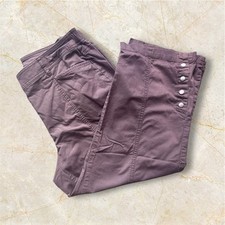 JM Collection Capri Crop Casual Pants Full Elastic Waist Size 8 Brown Check