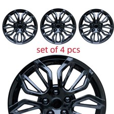 Set Of 4 16 Black Wheel Covers Snap On Hubcaps Full Hub Caps Fit R16 Steel Rims