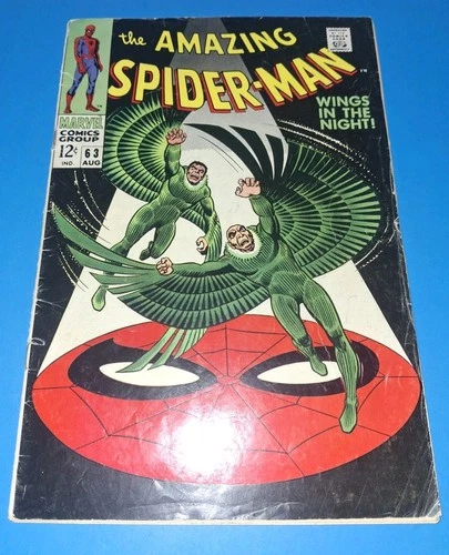 AMAZING SPIDER-MAN #63 (1968) -  MARVEL OLD & NEW VULTURE FIGHT VG+