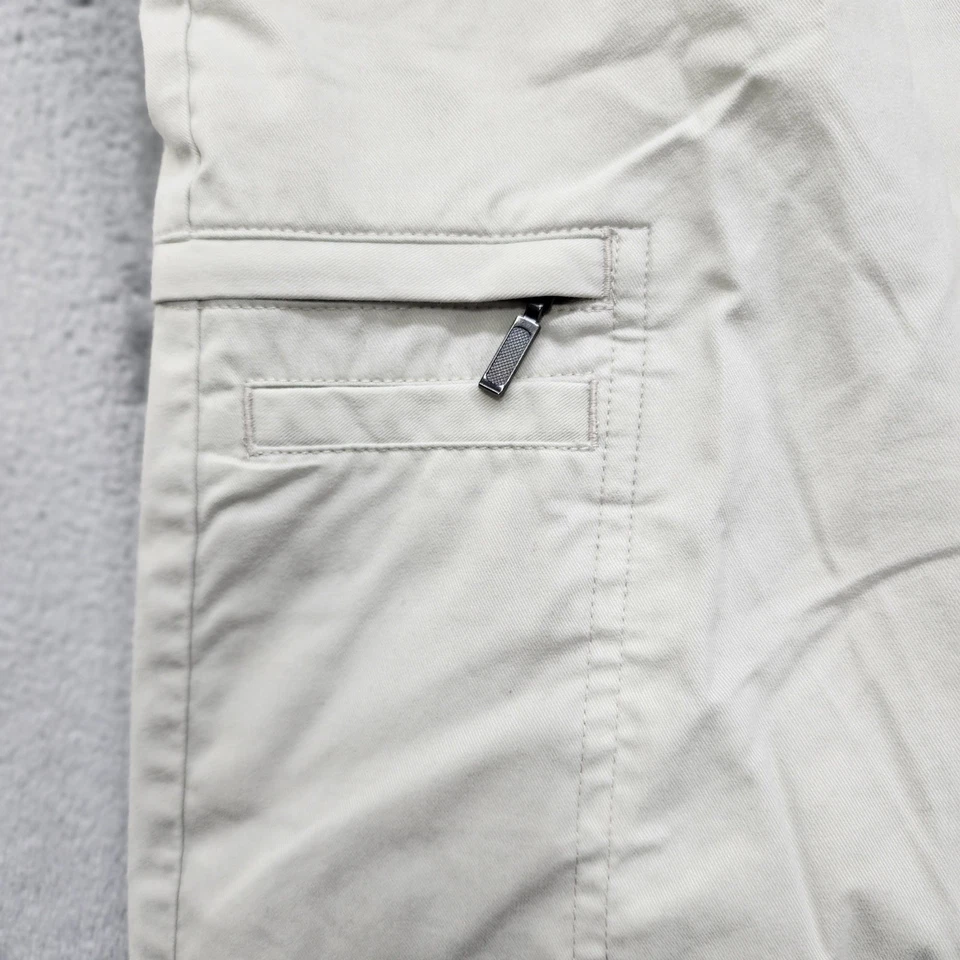 Pantalones Cortos Greg Norman Para Hombre 42 Beige Caqui Chino Cinco Hierro Cremallera Carga Golf Elásticos Foto 2 de 4