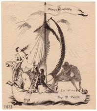 EDUARD MILEN: Exlibris f�r B. Petrlik, "Memento vivere"